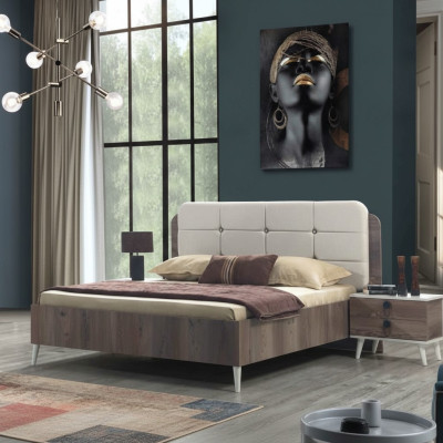Lit Lit double Chambre à coucher Conception Lits Modernes Rembourrage Bois