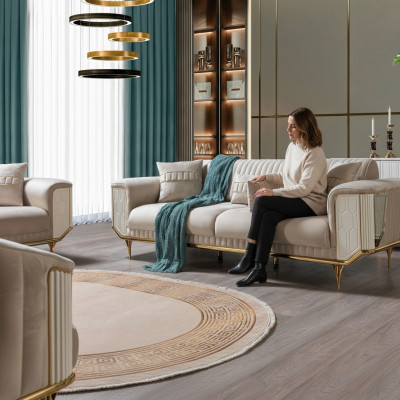 Canapé 3 places de luxe moderne en tissu de 234 cm