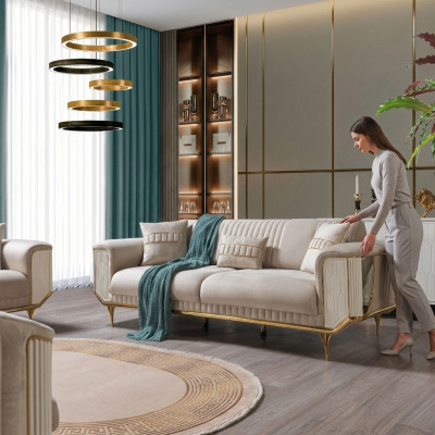 Rembourrage Designer Meubles Trois Places Trois Canapés de Luxe en Textile
