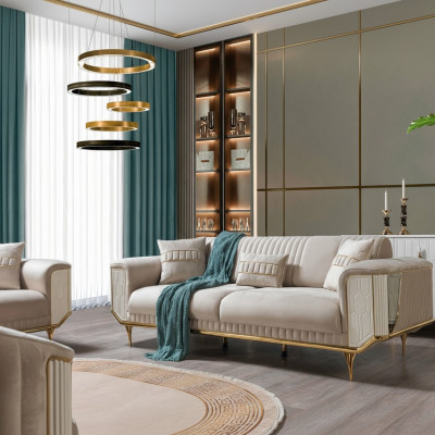 Rembourrage Designer Meubles Trois Places Trois Canapés de Luxe en Textile
