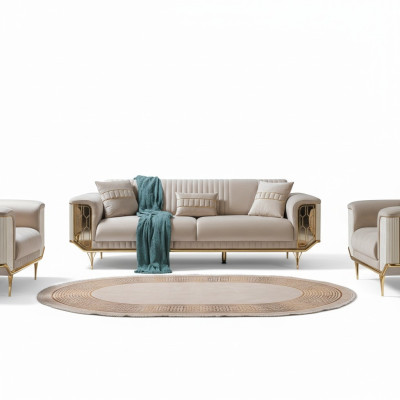 Rembourrage Designer Meubles Trois Places Trois Canapés de Luxe en Textile