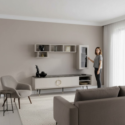Style TV armoire italienne Buffet Enfilade Bas Armoire Mobilier de Luxe Commode 205 cm