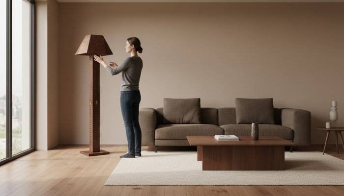 Lampe sur pied en bois véritable de luxe lampe de lampadaire lumières lampe de sol luminaire lampes de luxe