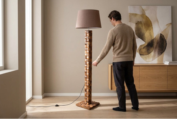 Lampe de sol Lampadaire Pied de lampe Lampadaire Lampes Lampe Marron Mobilier Luminaire neuf