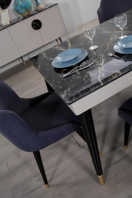 Luxe Table de salle à manger Design 4x Chaises Ensemble de salle à manger Fauteuils Suite Mobilier