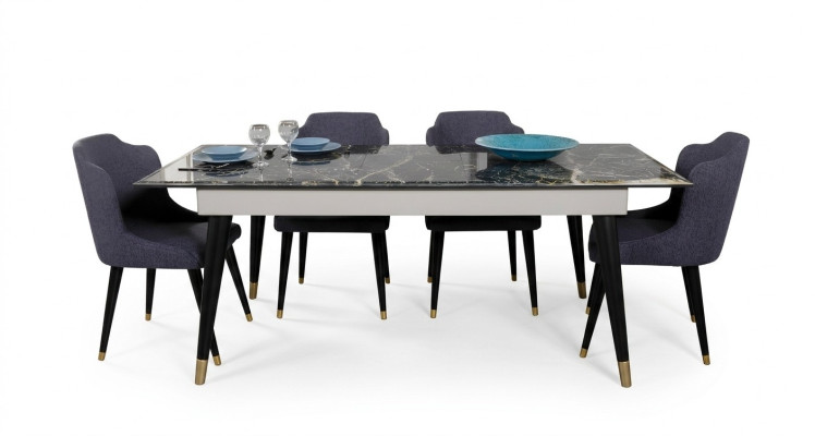 Luxe Table de salle à manger Design 4x Chaises Ensemble de salle à manger Fauteuils Suite Mobilier