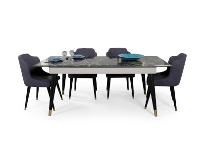Luxe Table de salle à manger Design 4x Chaises Ensemble de salle à manger Fauteuils Suite Mobilier