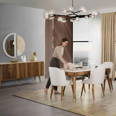 Suite Set Table Moderne 6x Chaises Chaise Complète et Set à manger 7 pièces. Salle à manger