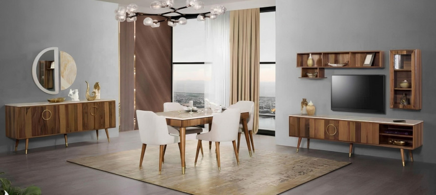 Suite Set Table Moderne 6x Chaises Chaise Complète et Set à manger 7 pièces. Salle à manger