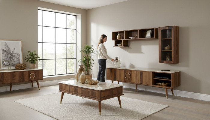 Unité murale design Armoire murale Étagère Buffet Meuble TV Meuble TV Basse télévision Meuble TV