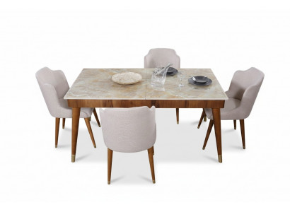 Salle à manger Tables en bois Ensemble de salle à manger Ensemble Chaise Groupe nouveau Table 4x Chaises de design 5 pièces