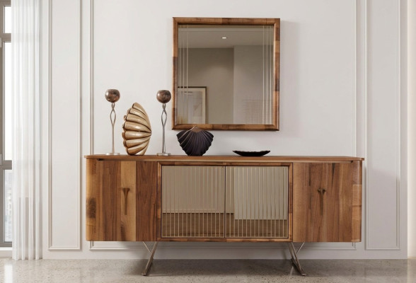 Buffets Armoire en bois Meubles Commodes Marron nouveau Buffet avec miroir Buffet