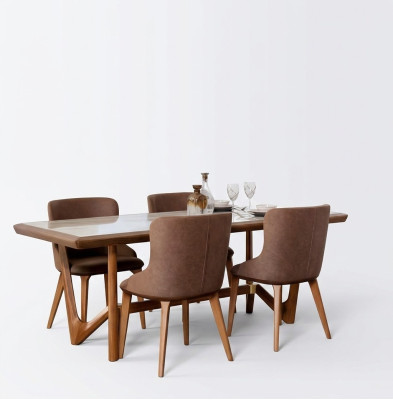 Ensemble de luxe Salle à manger Table de salle à manger Chaise Table Tables Chaises Bois Design 5 pièces nouveau