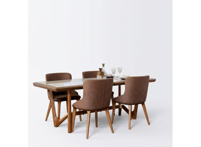 Ensemble de luxe Salle à manger Table de salle à manger Chaise Table Tables Chaises Bois Design 5 pièces nouveau