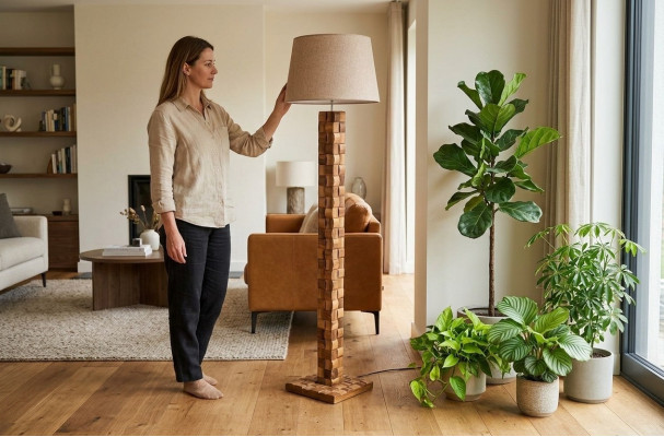 Lampe de sol Lampe sur pied Lumières debout Lampes Marron Lampe moderne Mobilier neuf