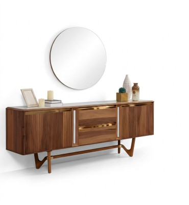 Enfilade Commodes Ensemble Mobilier Italien 2 pièces Armoire Bois Commode avec Miroir