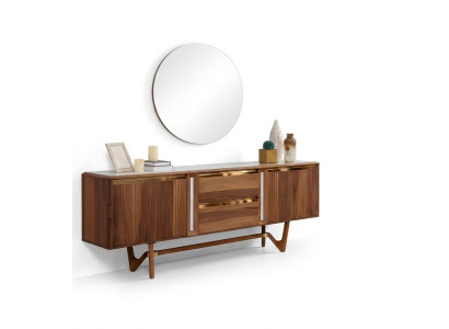 Enfilade Commodes Ensemble Mobilier Italien 2 pièces Armoire Bois Commode avec Miroir