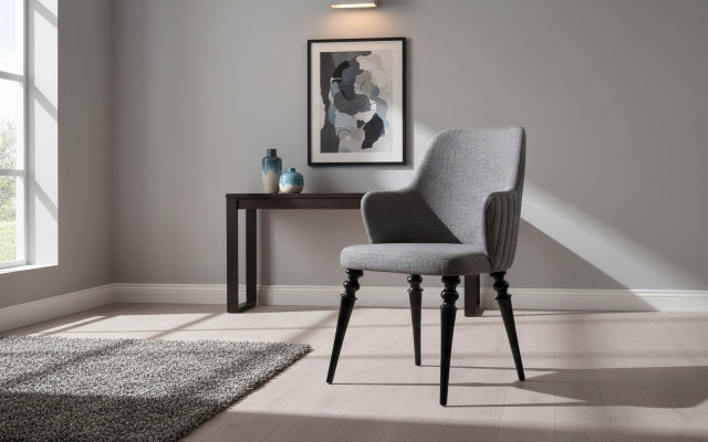 Salon Salle à manger Chaise Bois Fauteuil Meubles Fauteuil Chaise Meubles de luxe Gris