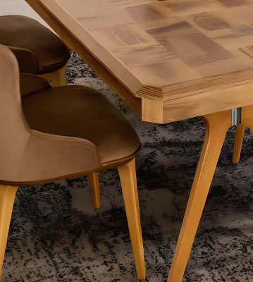 Ensemble de salle à manger Designer Wood Ess avec table et 4 chaises Lehn, ensemble assorti avec revêtement 5 pièces