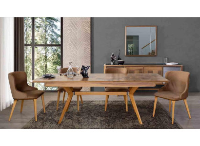 Ensemble de salle à manger Designer Wood Ess avec table et 4 chaises Lehn, ensemble assorti avec revêtement 5 pièces