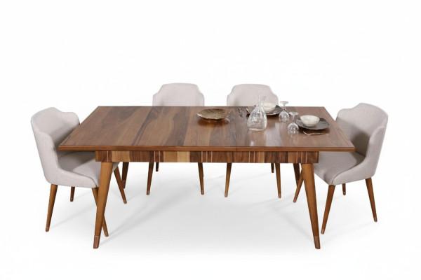 Ensemble de salle à manger Ess Group Table en bois Tables Ensemble complet de 5 pièces Table à manger 4x chaises