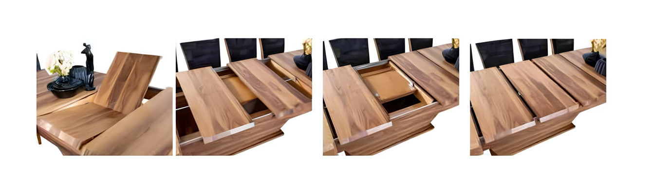 Ensemble de table + 6 chaises, Suite rembourrée, Ensemble de salle à manger en bois design neuf de 7 pièces.