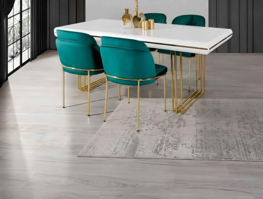 Table à manger de luxe Table Salle à manger Tables Design Métal Table de cuisine Blanc Or Bois