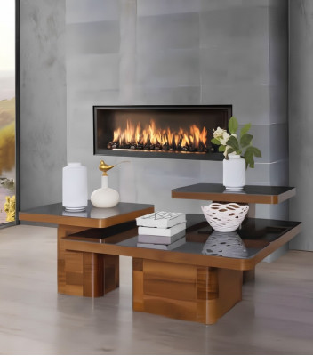 Salle de séjour Ensemble de table en bois Table basse Table Mobilier Bois Verre Ensemble Tables basses