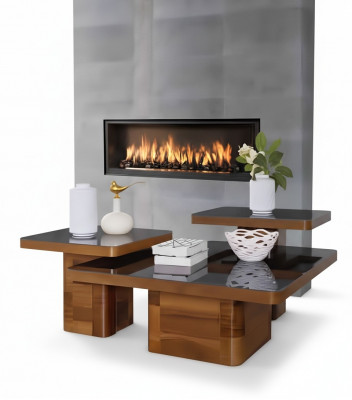 Salle de séjour Ensemble de table en bois Table basse Table Mobilier Bois Verre Ensemble Tables basses