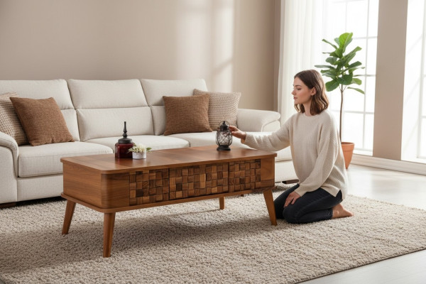 Design Table Basse Tables Rectangulaires Bois Table de Salon Meubles Modernes de Luxe