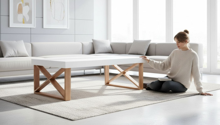 Table basse Table basse Salon Blanc Luxe Tables basses Design tables en bois