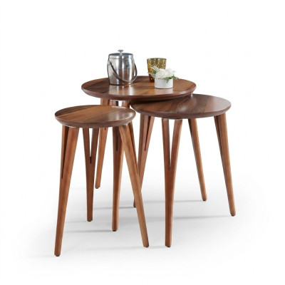 Tables en bois tables d'appoint ensemble table d'appoint table table basse table à fleurs 3 pièces.