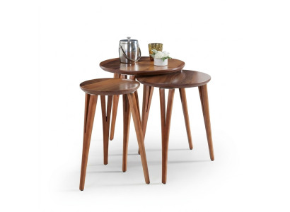 Tables en bois tables d'appoint ensemble table d'appoint table table basse table à fleurs 3 pièces.