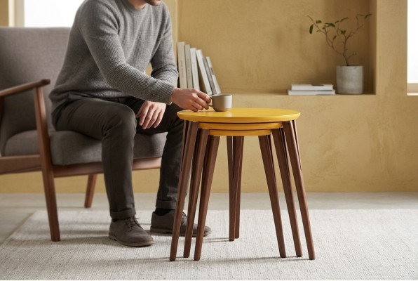 Tables en bois Tables d'appoint Ensemble de supports à fleurs Table d'appoint Table Table basse 3 pièces.