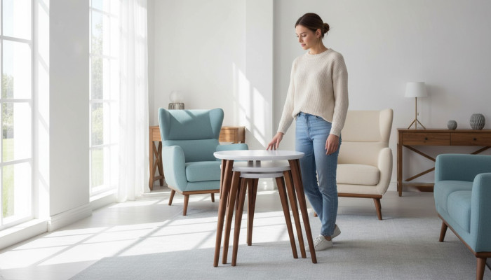Tables d'appoint support de fleurs tables en bois ensemble de table table basse table d'appoint 3 pièces.