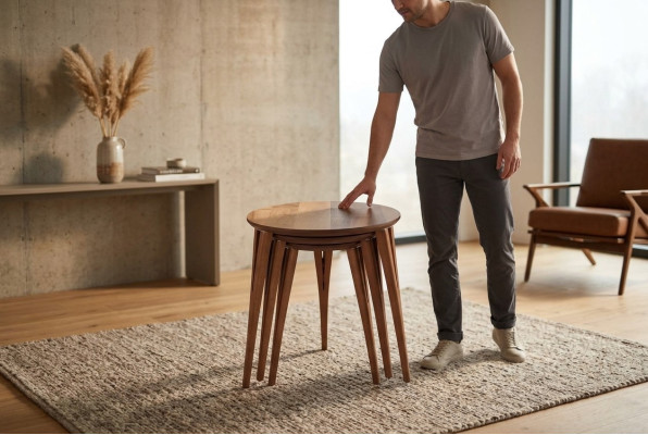 Tables d'appoint support de fleurs tables en bois ensemble table d'appoint table basse 3 pièces.