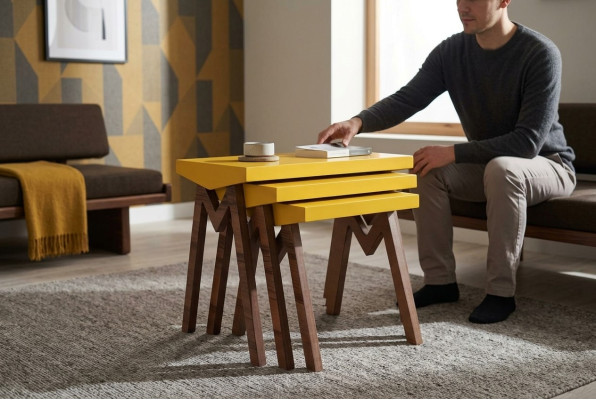 Table basse Table d'appoint Tables Table de salon Tables Tables en bois Ensemble de 3 pièces.