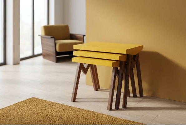 Table basse Table d'appoint Tables Table de salon Tables Tables en bois Ensemble de 3 pièces.