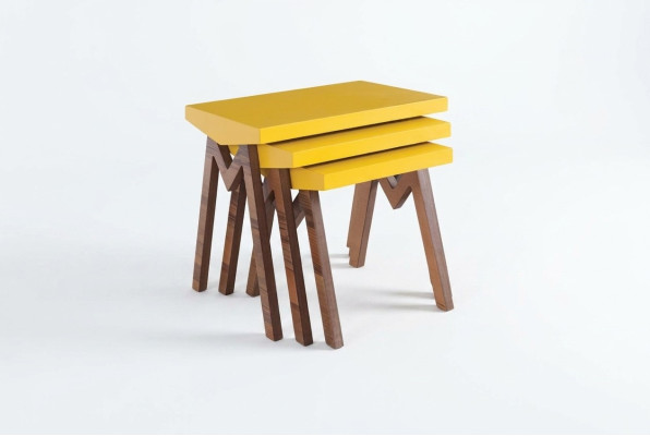 Table basse Table d'appoint Tables Table de salon Tables Tables en bois Ensemble de 3 pièces.