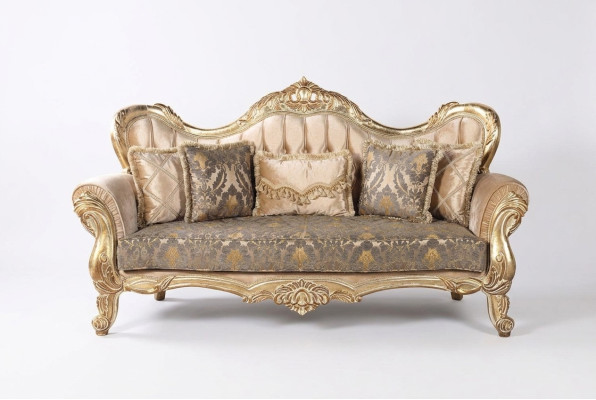 Chesterfield Baroque Canapé Trois Places Meubles Canapé Tissu Or Canapés