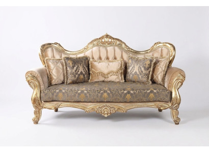 Chesterfield Baroque Canapé Trois Places Meubles Canapé Tissu Or Canapés