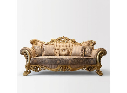 Chesterfield Baroque Canapé 3 Places Meubles Canapé Tissu Or