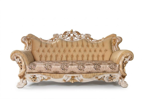 Chesterfield Baroque Canapé trois places Canapé Tissu beige