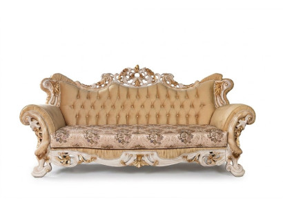 Chesterfield Baroque Canapé trois places Canapé Tissu beige