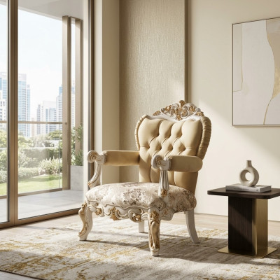 Fauteuil classique à un seul bras Seigneur Baroque Rococo Fauteuil de salon