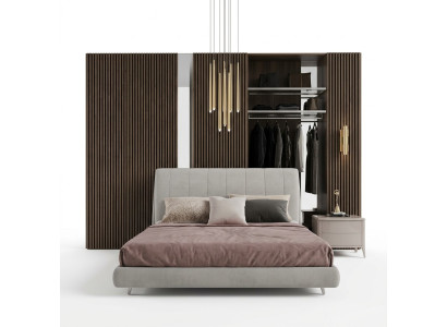 Lit double en bois, lits rembourrés, cadre de lit double, lit moderne de luxe pour chambre.