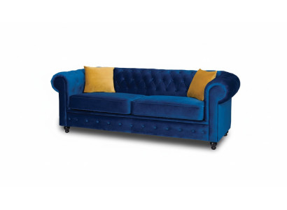 Canapés Rembourrage Canapés 3 Places Chesterfield Canapé en Textile Bleu Classique Designer Neuf