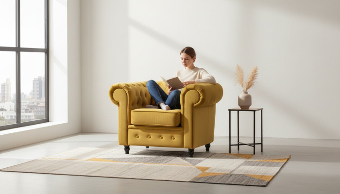Tissu de siège textile au design Art Déco pour fauteuil une place de luxe avec rembourrage.