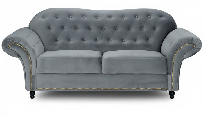 Canapé chesterfield gris à deux places en tissu d'ameublement Meubles Canapés canapés en textile