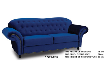 Canapé trois places en tissu bleu e canapé rembourré mobilier ameublement canapés canapés